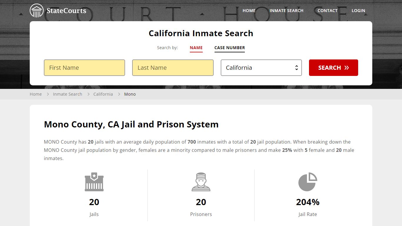 Mono County, CA Inmate Search - StateCourts